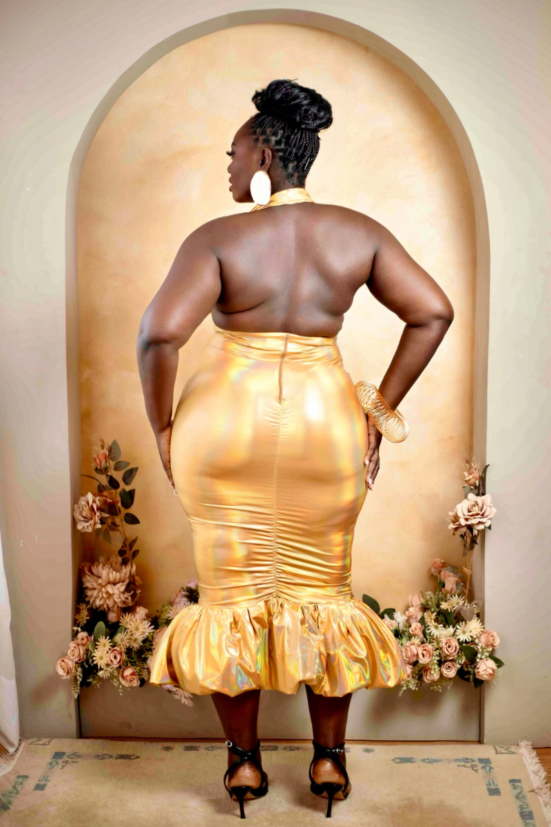 LIQUID GOLD COCKTAIL DRESS