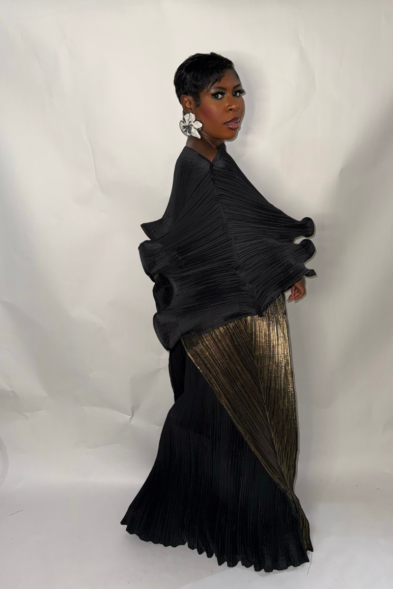 ANIRA PLISSE MAXI DRESS (BLACK)