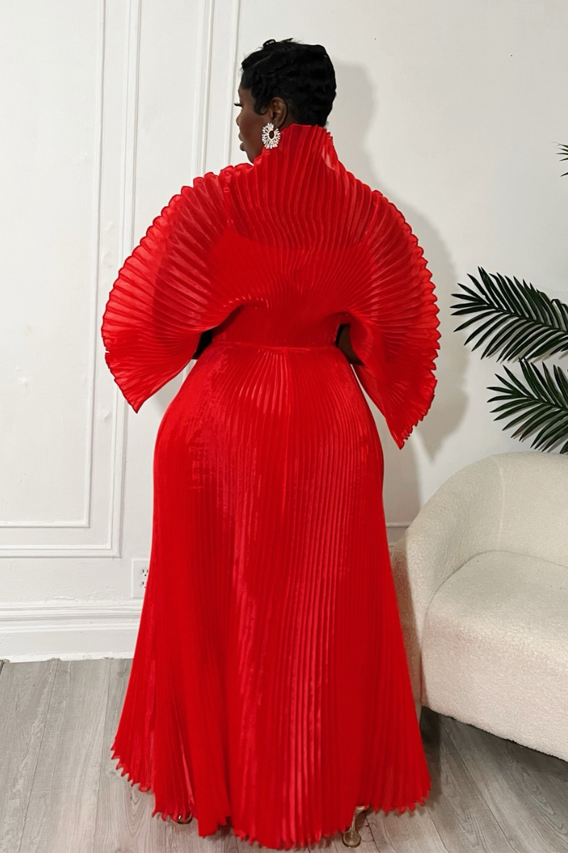 IRIDA PLEATED MAXI DRESS (RED)