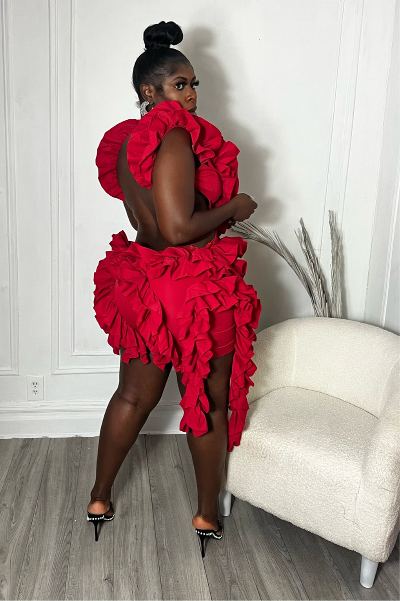 RUFFLE ME UP DRESS (RED)