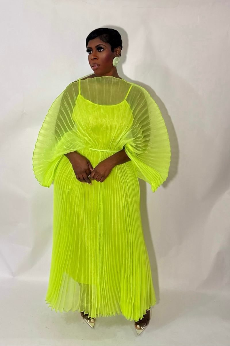 IRIDA PLEATED MAXI DRESS (GREEN)