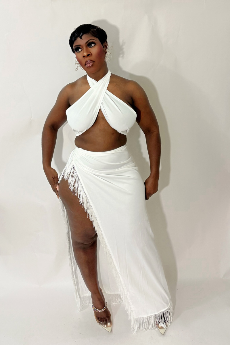 LOURDES FRINGE SET (WHITE)