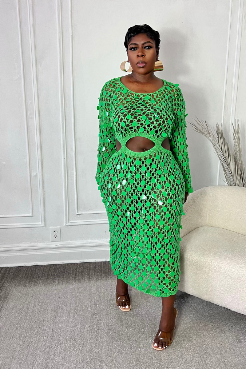 GREEN GODDESS MIDI DRESS