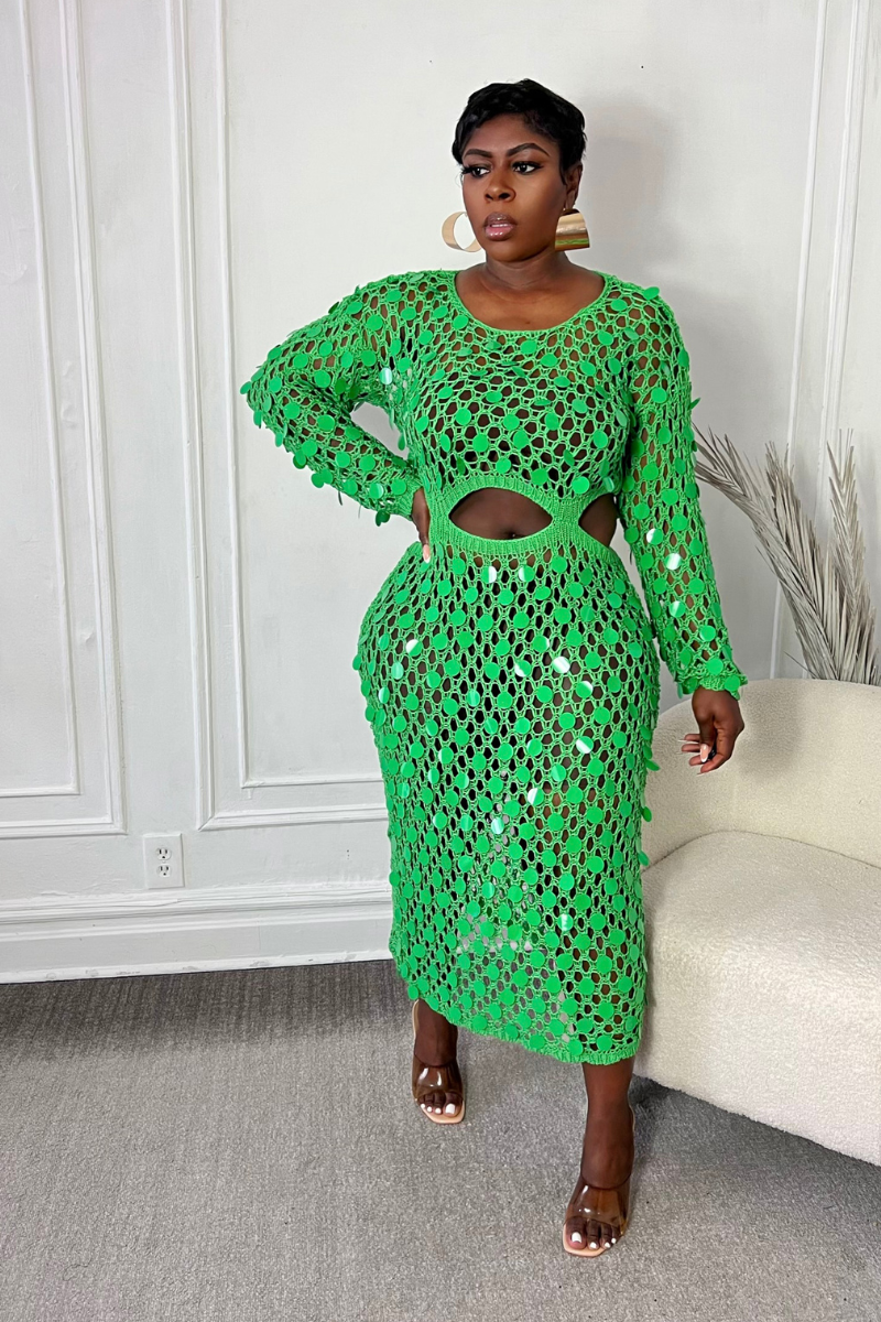 GREEN GODDESS MIDI DRESS