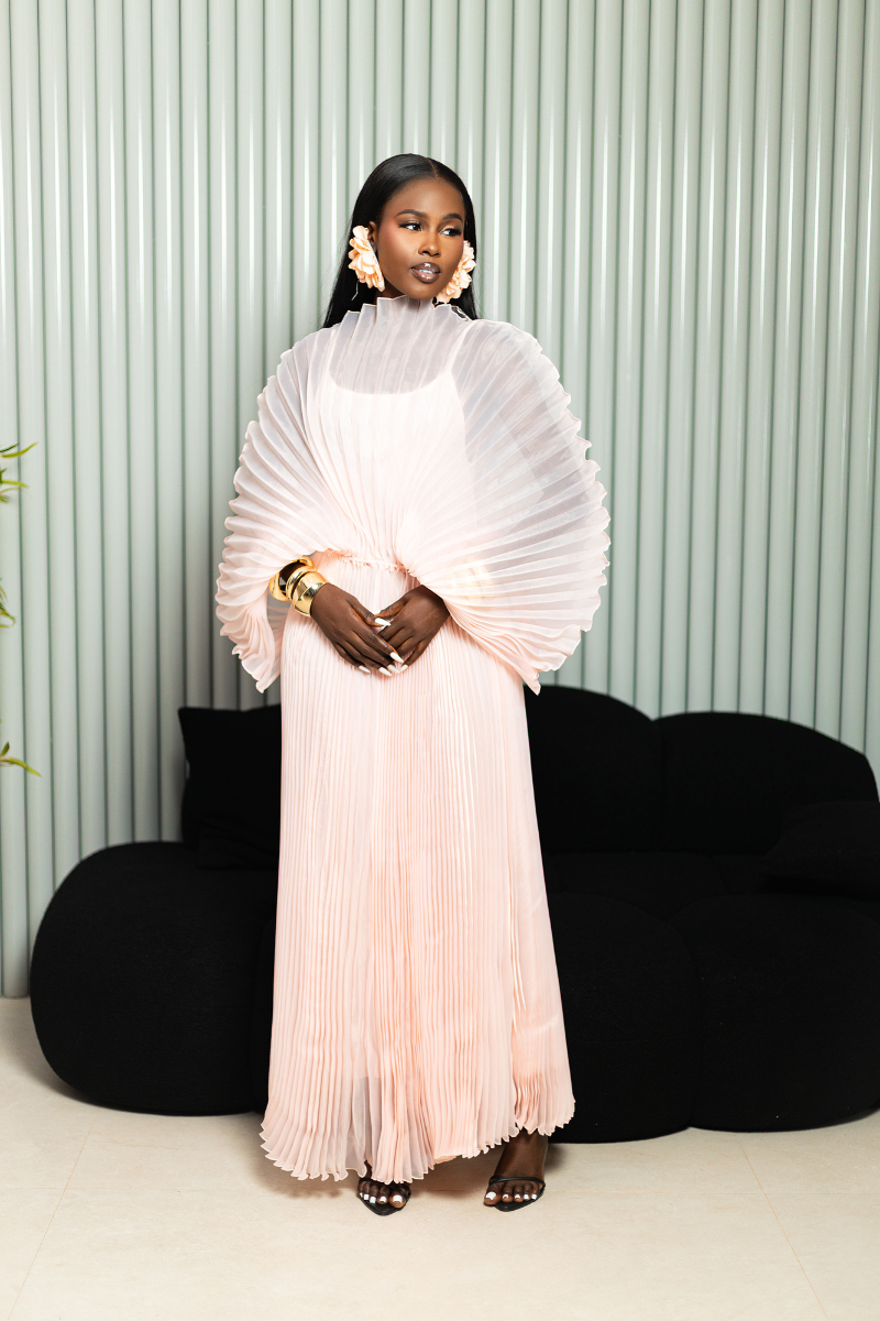 IRIDA PLEATED MAXI DRESS (BABYPINK)