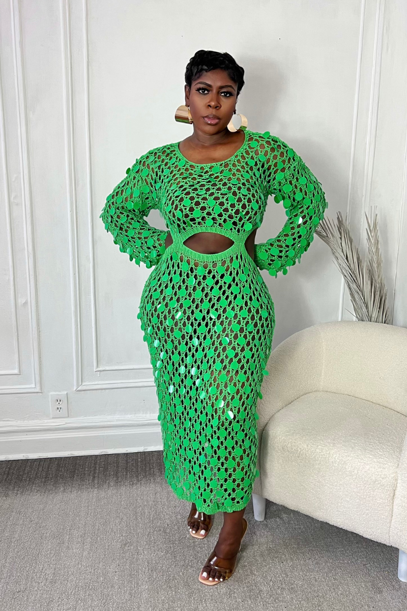 GREEN GODDESS MIDI DRESS