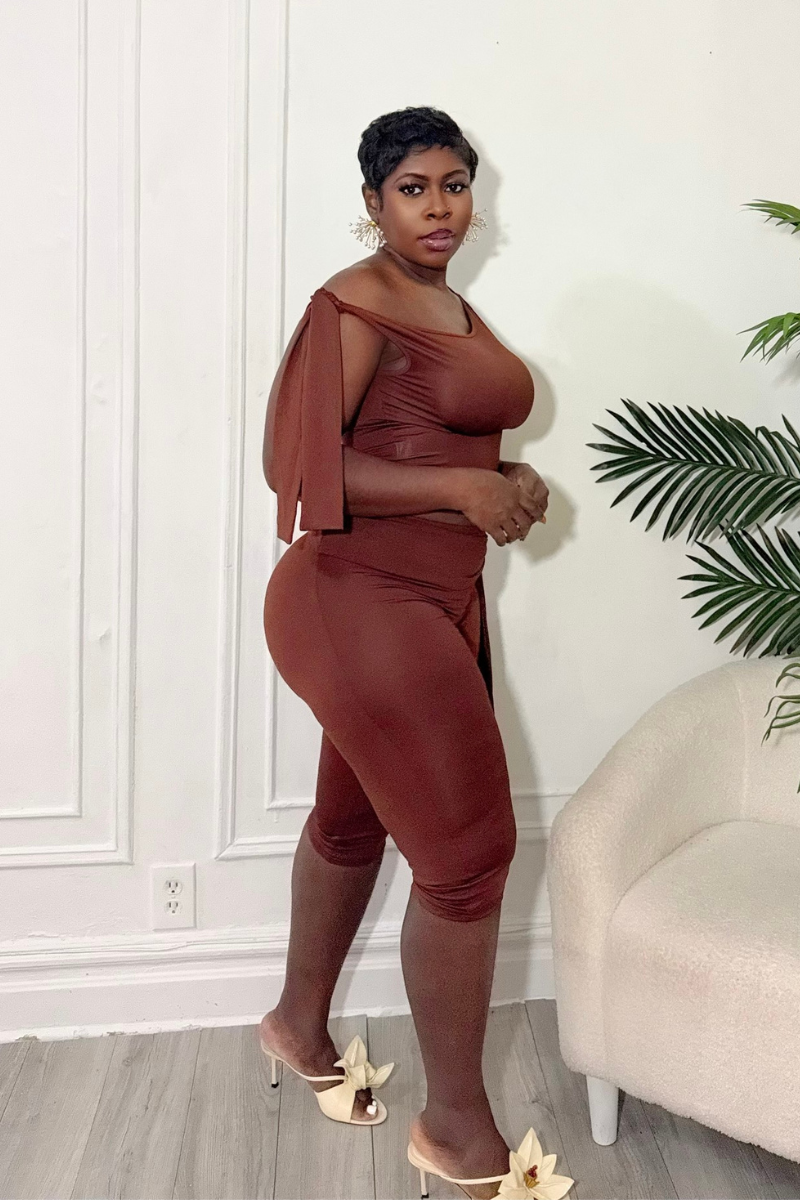 DIDI TWO PEICE SHORTS SET (BROWN)