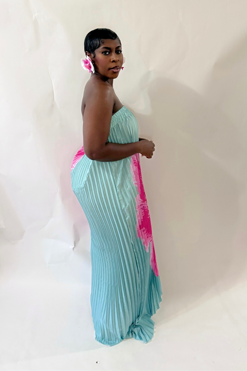 FLORA PLEATED MAXI DRESS