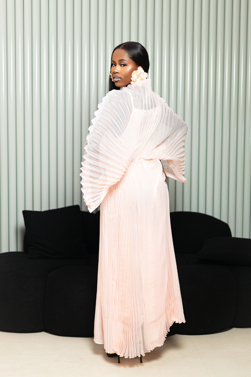 IRIDA PLEATED MAXI DRESS (BABYPINK)