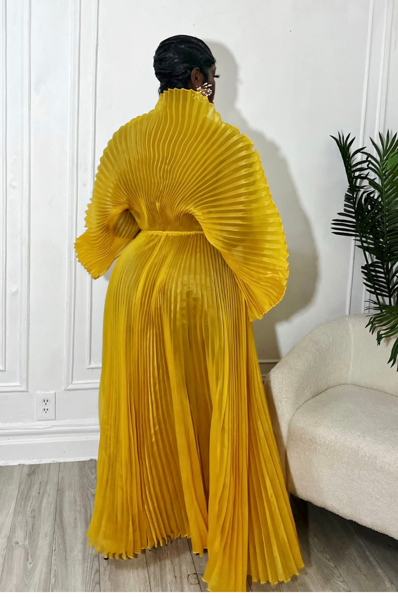 IRIDA PLEATED MAXI DRESS (MUSTARD)
