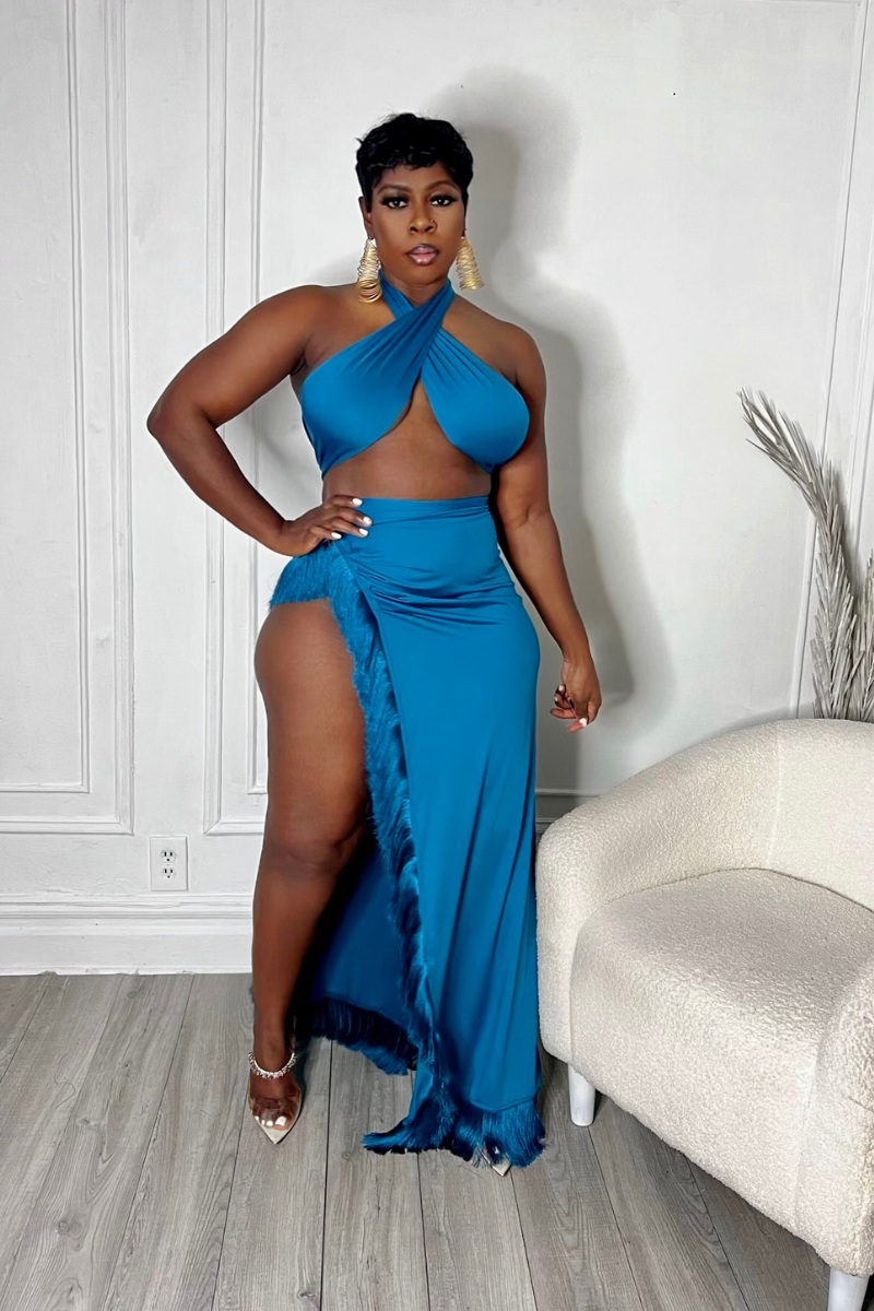 LOURDES FRINGE SET (BLUE)