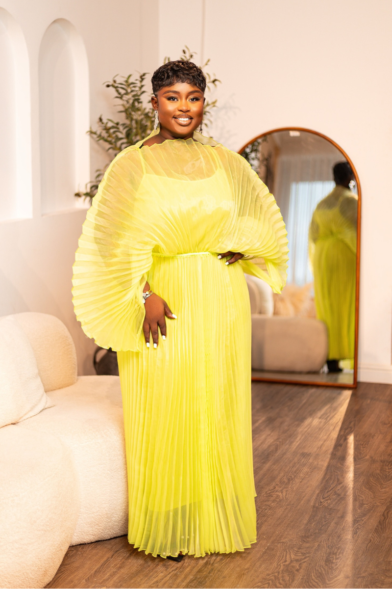 IRIDA PLEATED MAXI DRESS (GREEN)