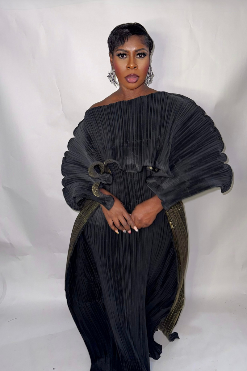ANIRA PLISSE MAXI DRESS (BLACK)