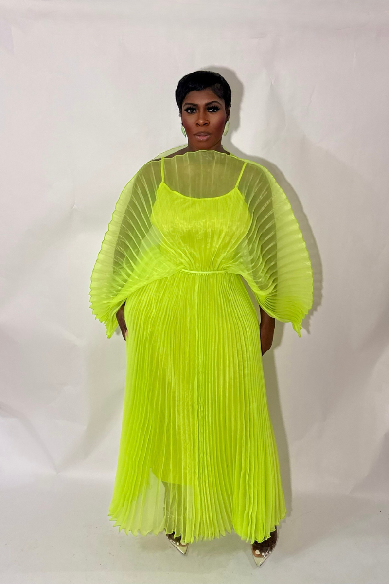 IRIDA PLEATED MAXI DRESS (GREEN)