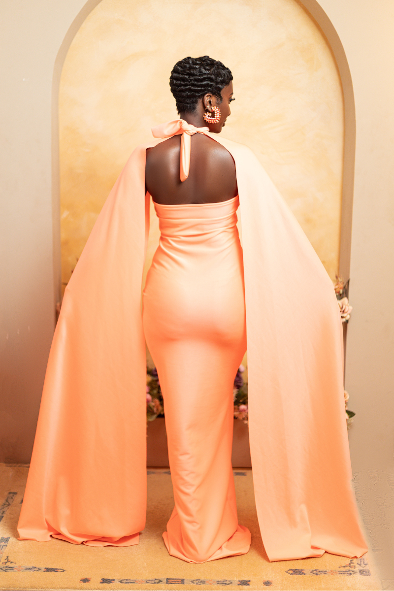SUNSET DRAPE CAPE DRESS