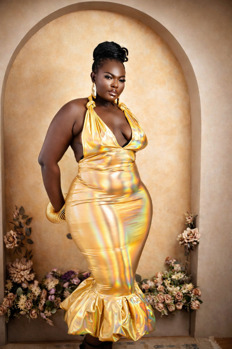 LIQUID GOLD COCKTAIL DRESS
