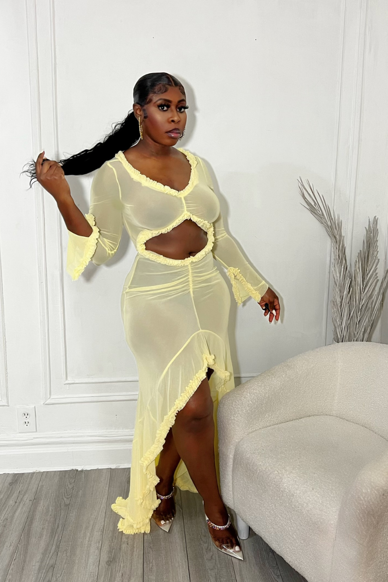 SAFFIE MESH DRESS (LEMON)