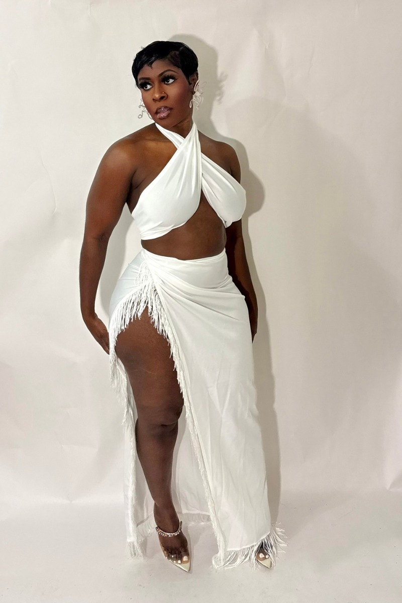 LOURDES FRINGE SET (WHITE)