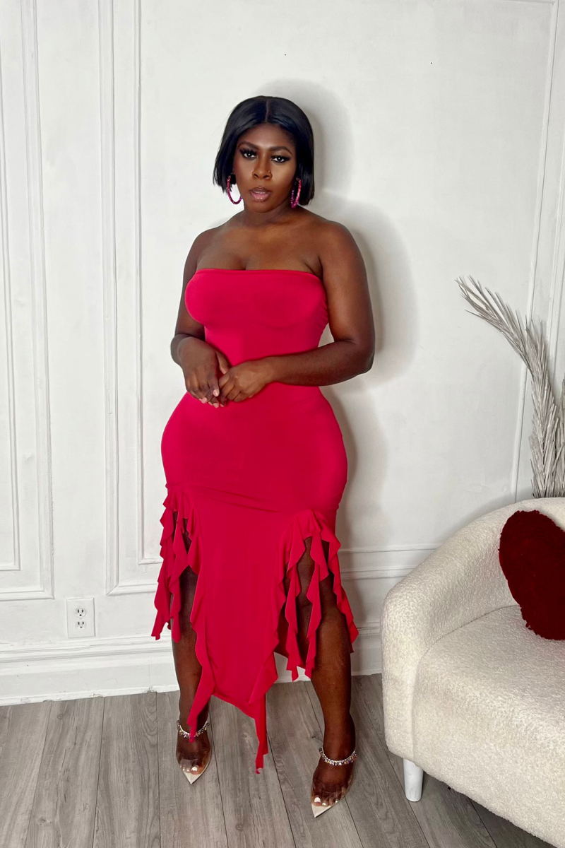 AUTUMN MIDI DRESS (RED)