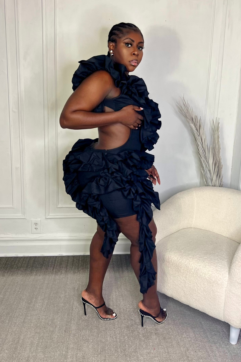 BLACK SWAN RUFFLE DRESS