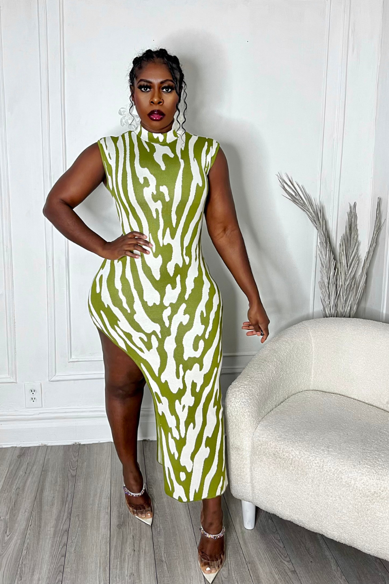 VINCI ASYMMETRICAL DRESS (GREEN)