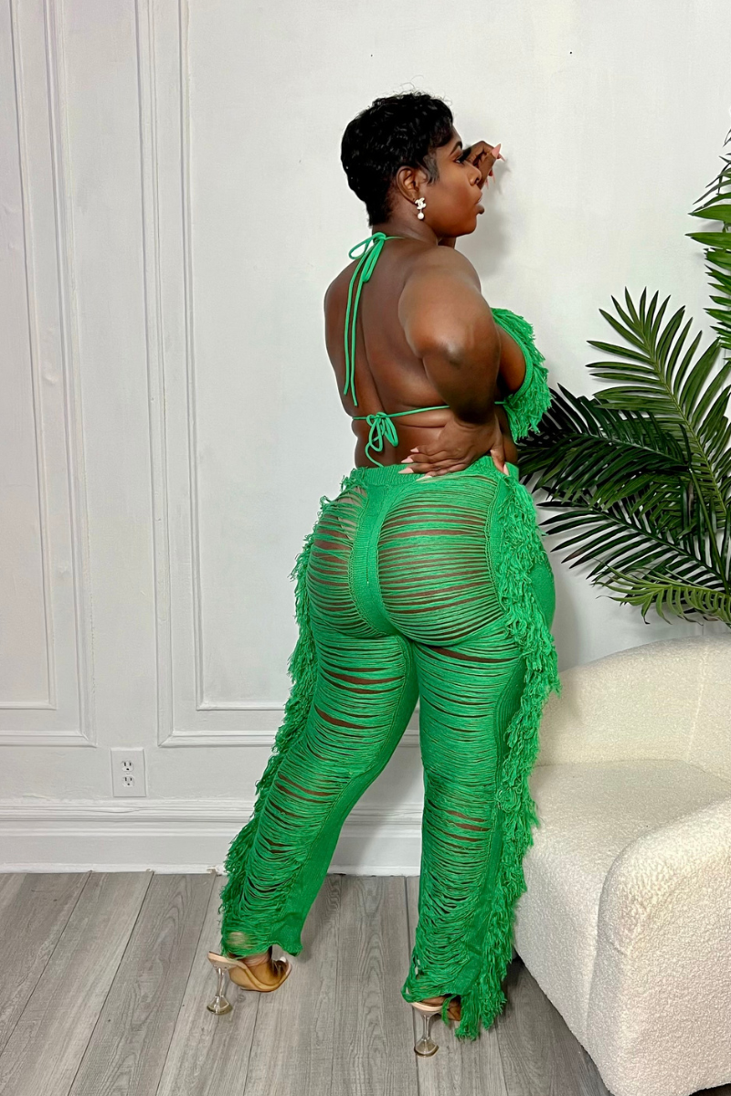 ROSIE TASSEL PANT SET (GREEN)