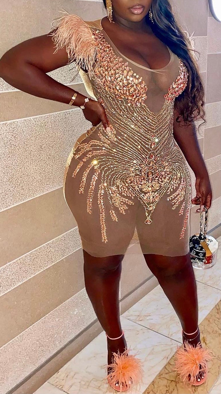 CORA ROSE GOLD BEADED DRESS