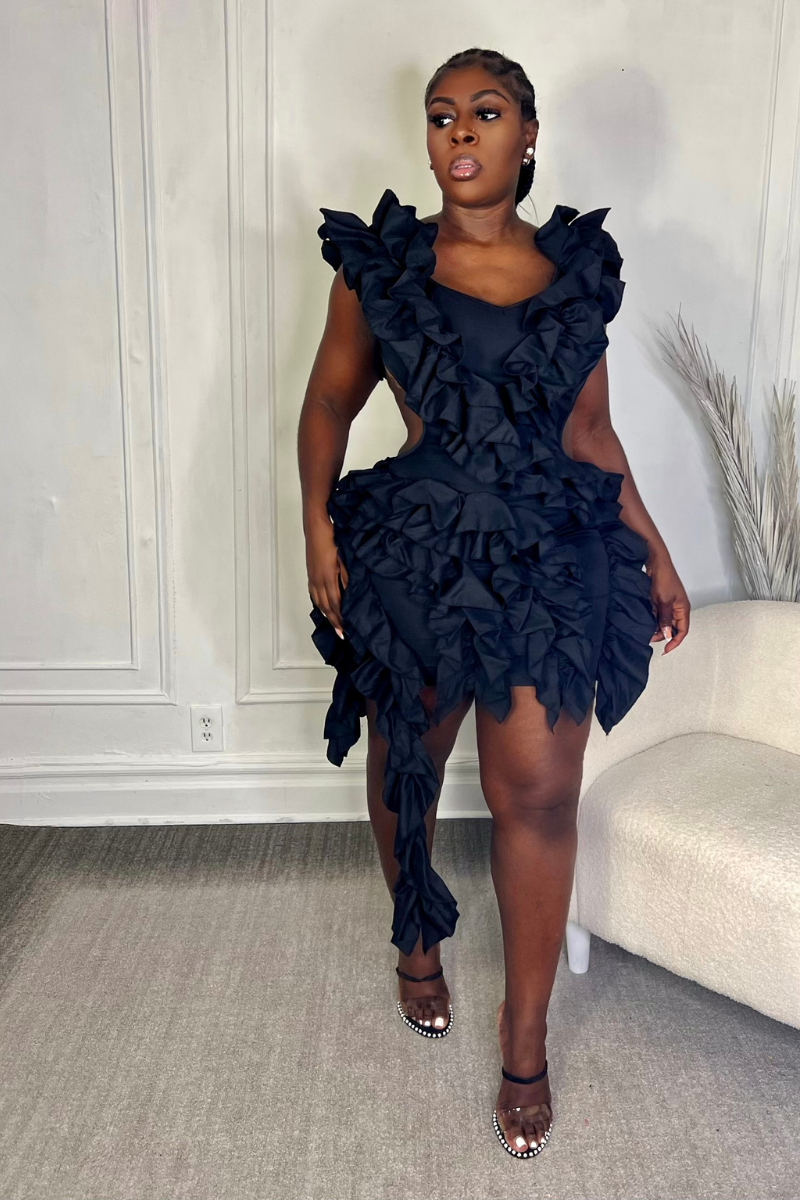 BLACK SWAN RUFFLE DRESS