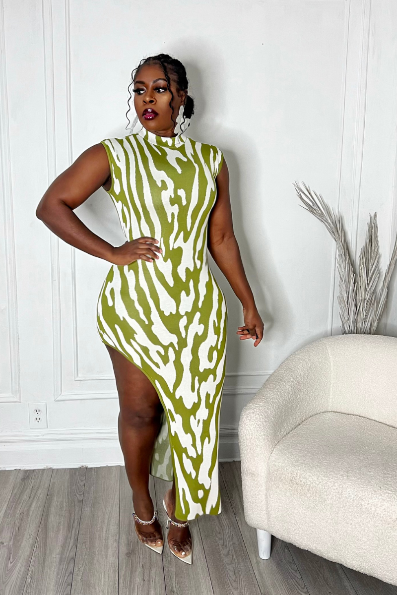 VINCI ASYMMETRICAL DRESS (GREEN)