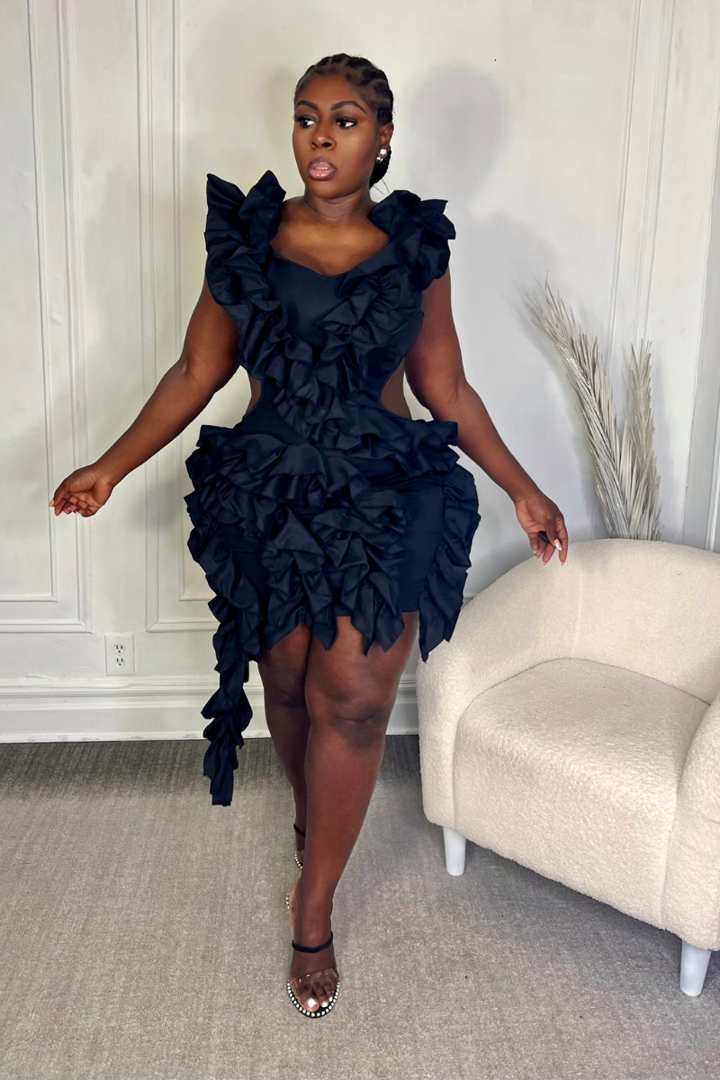 BLACK SWAN RUFFLE DRESS
