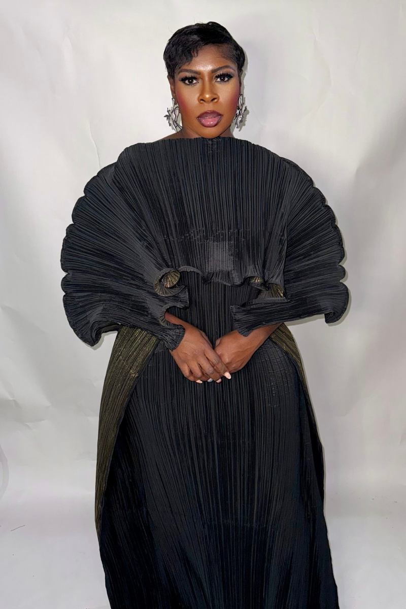ANIRA PLISSE MAXI DRESS (BLACK)