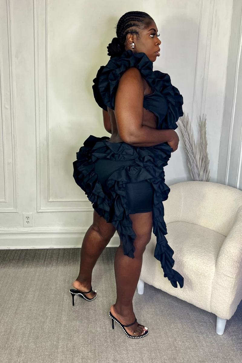 BLACK SWAN RUFFLE DRESS