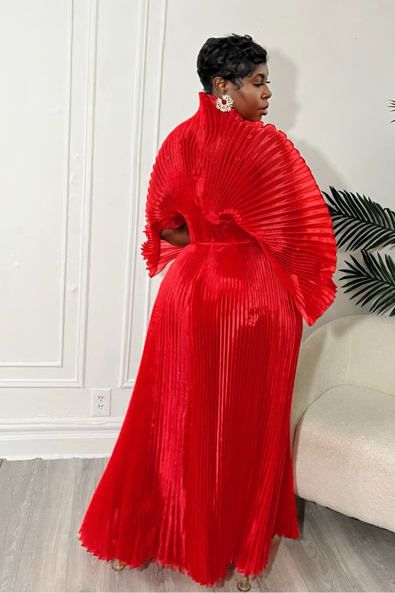 IRIDA PLEATED MAXI DRESS (RED)