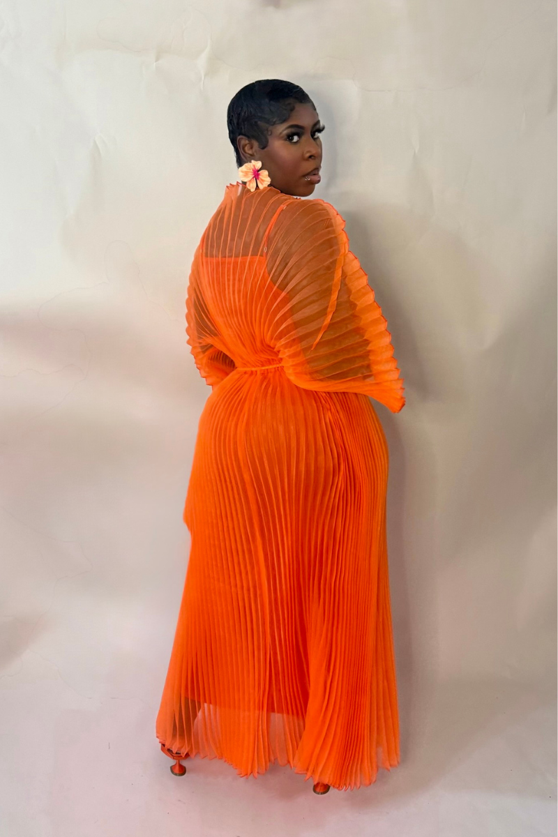IRIDA PLEATED MAXI DRESS (ORANGE)