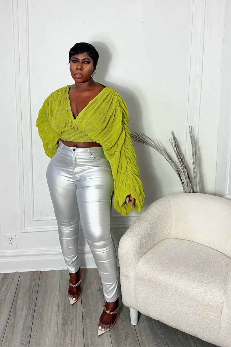 AALIYAH BUBBLE SLEEVE TOP