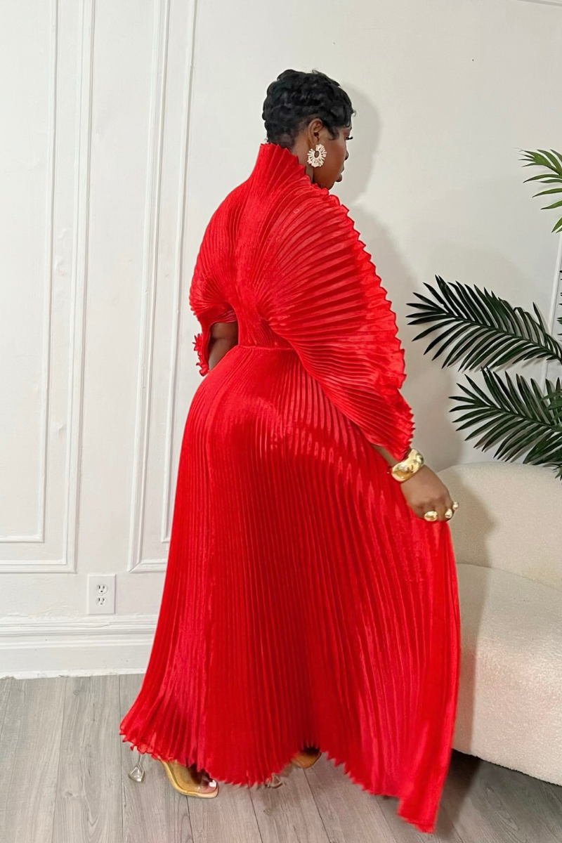 IRIDA PLEATED MAXI DRESS (RED)