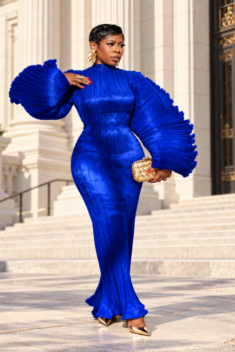 ROMAN MIDI DRESS (BLUE)