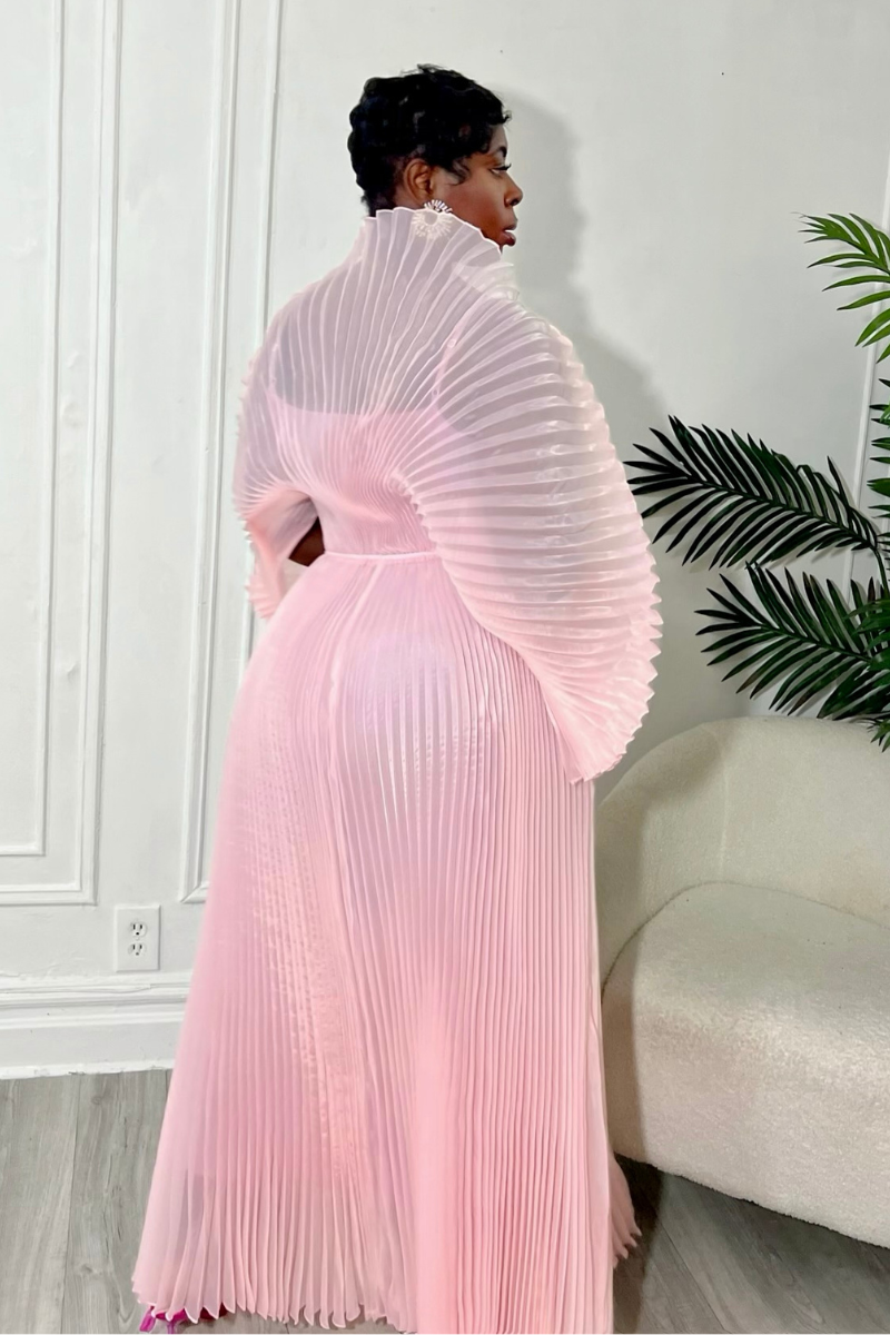 IRIDA PLEATED MAXI DRESS (BABYPINK)