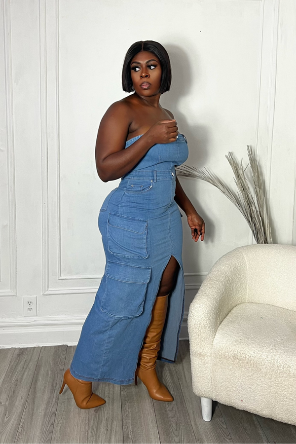 TESSA DENIM CARGO DRESS