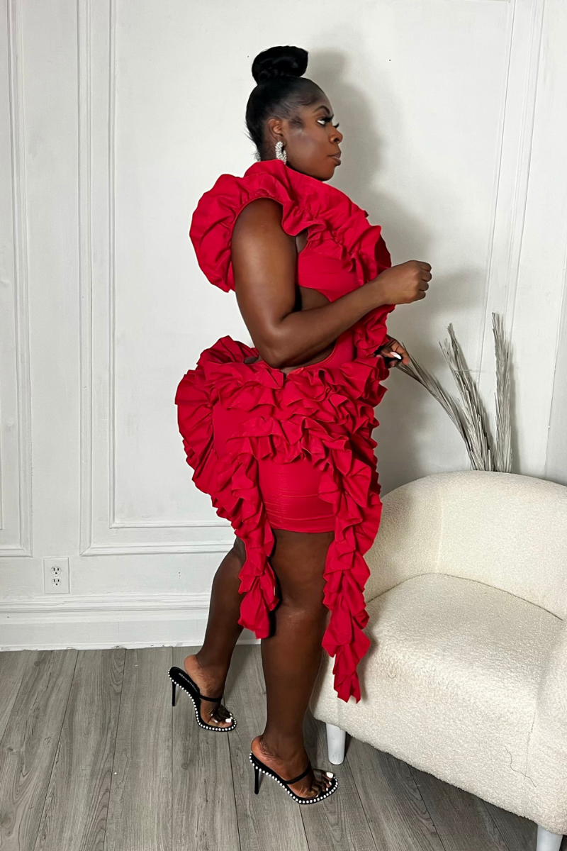 RUFFLE ME UP DRESS (RED)