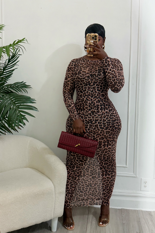 LEOPARD MESH DRESS