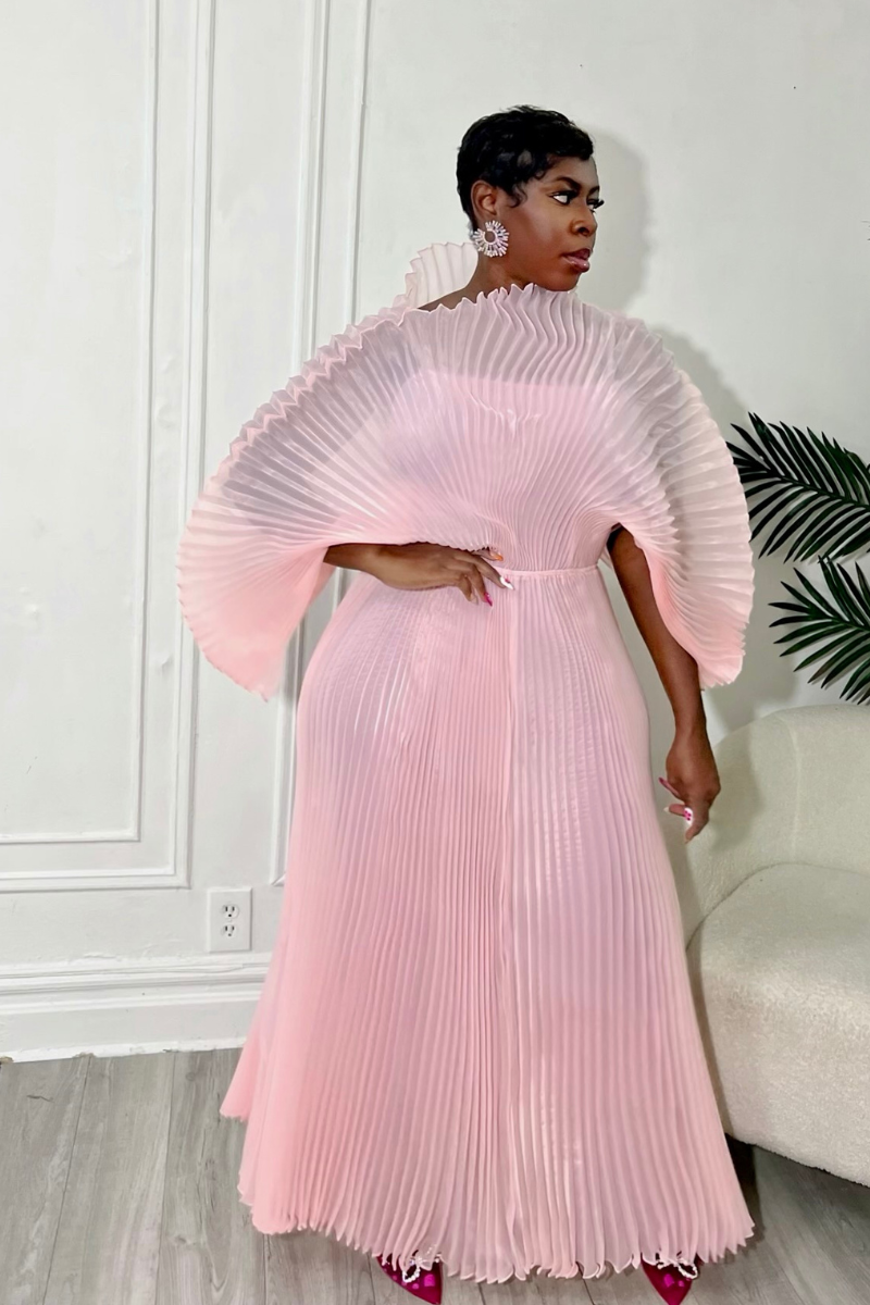 IRIDA PLEATED MAXI DRESS (BABYPINK)