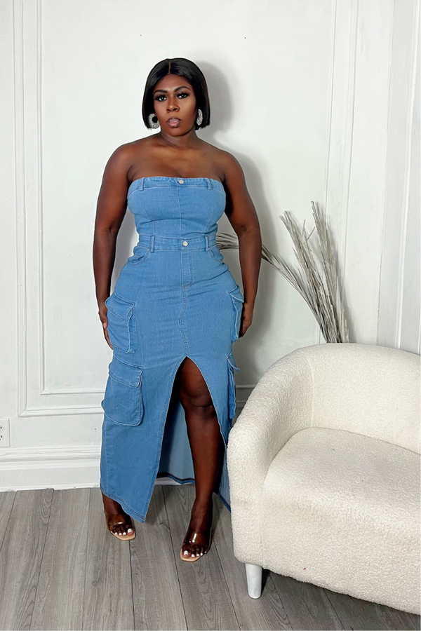 TESSA DENIM CARGO DRESS