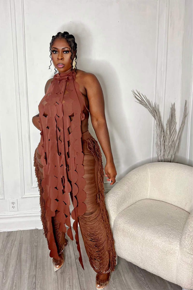 BROWNIE TASSEL PANT (BROWN)