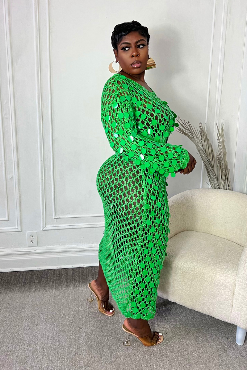GREEN GODDESS MIDI DRESS