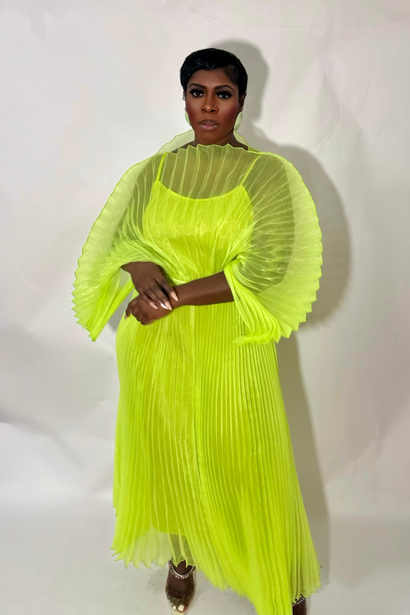 IRIDA PLEATED MAXI DRESS (GREEN)