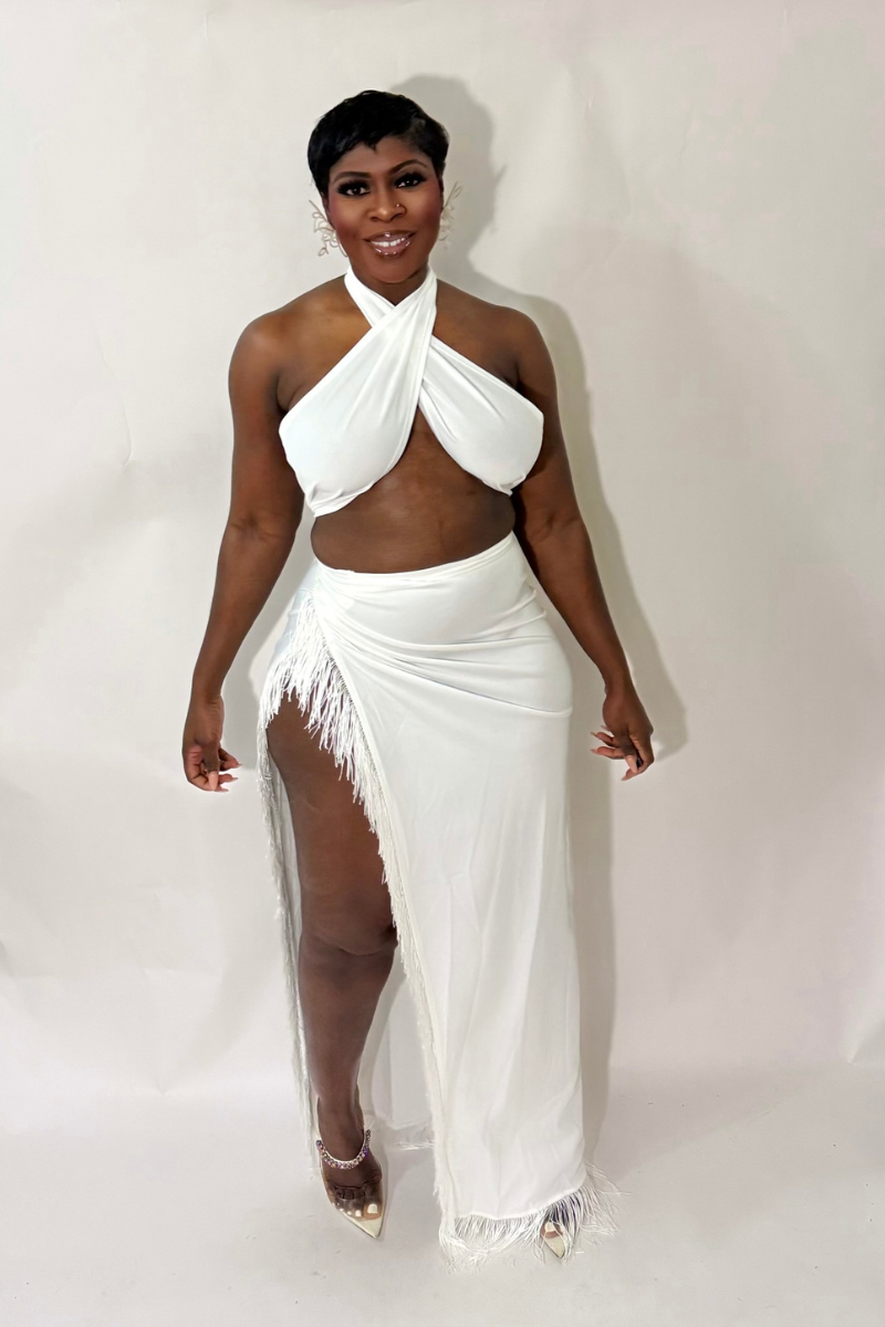 LOURDES FRINGE SET (WHITE)