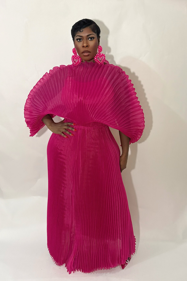 IRIDA PLEATED MAXI DRESS (FUCHSIA)