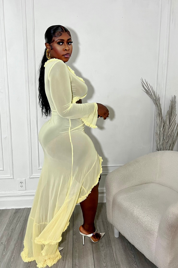 SAFFIE MESH DRESS (LEMON)