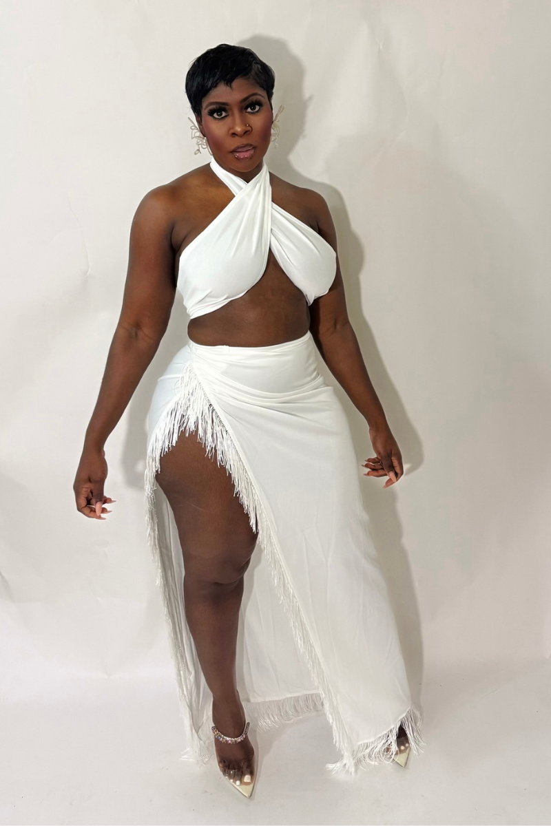 LOURDES FRINGE SET (WHITE)